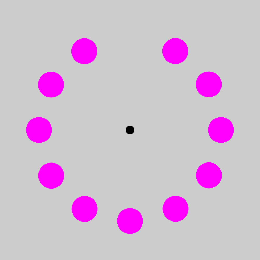 Lilac chaser illusion — stare at the center cross and the dots disappear